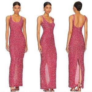 NBD Janhvi Maxi Glamorous Backless Pink Sequin Dress